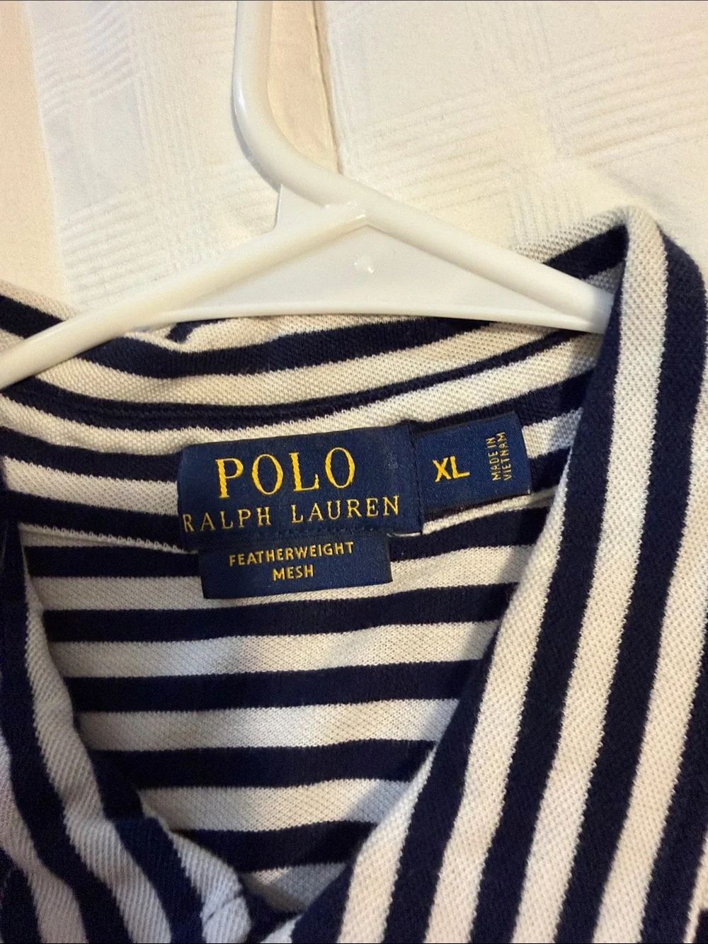 Ralph Lauren Men’s Navy & White Striped Polo with Green Pony